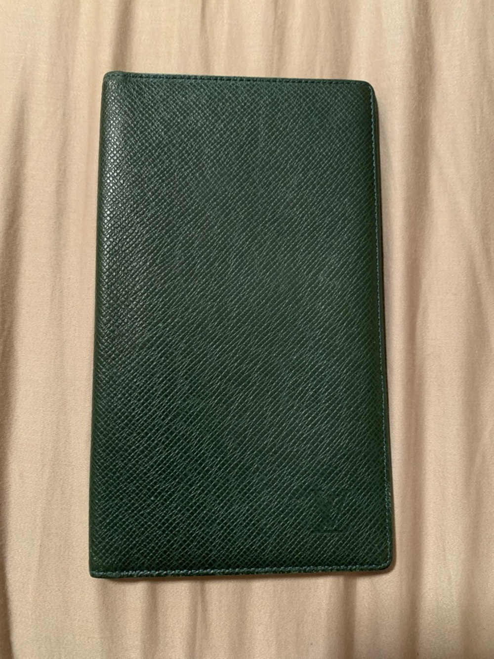Louis Vuitton Dark Green Taiga Leather checkbook wallet